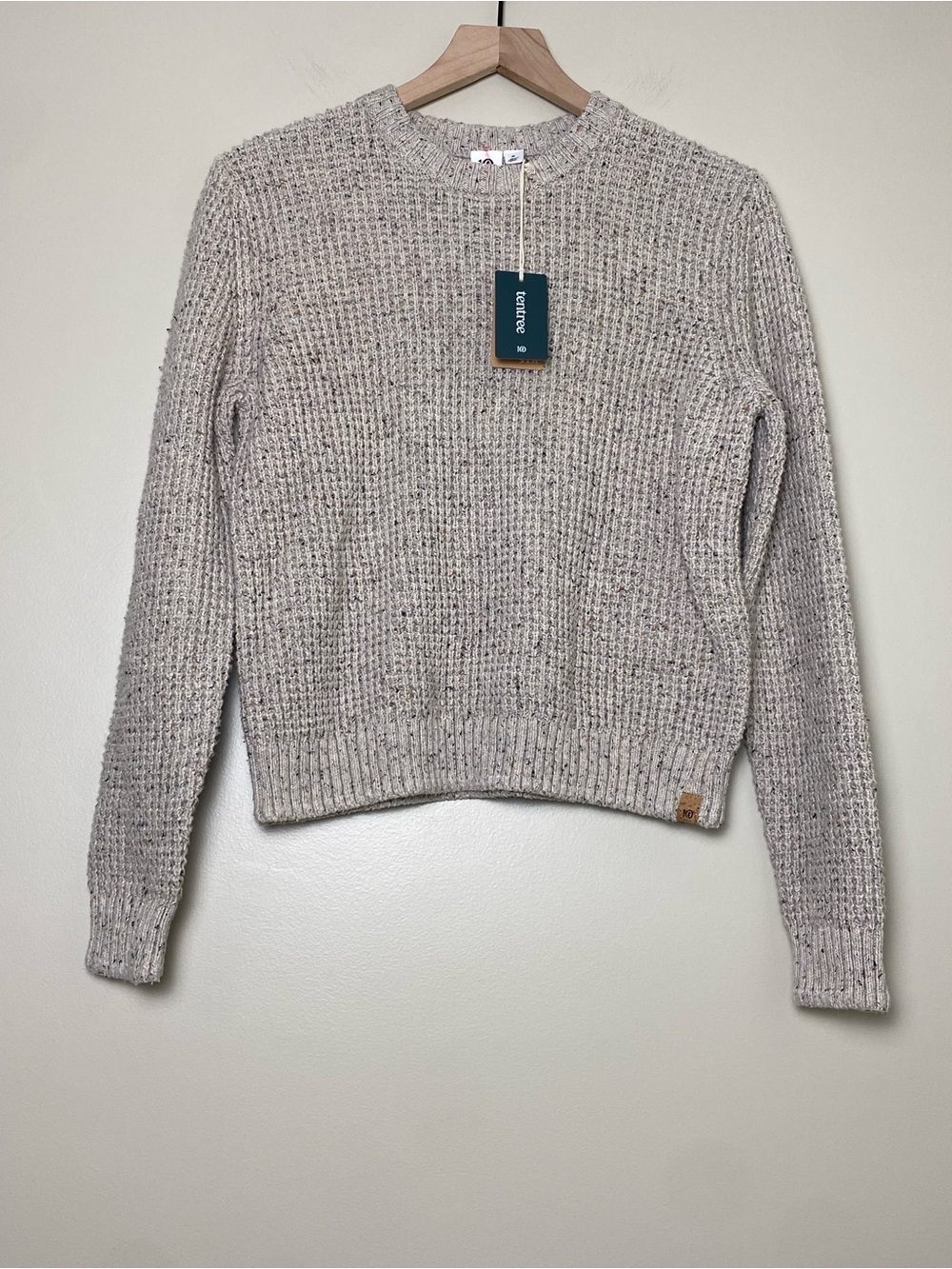 Tentree Highline Nep Crew Sweater Pale Oak Heather Small Organic Cotton Cozy